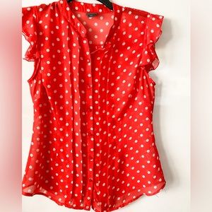 NWOT COVINGTON PINK POLKA DOT BLOUSE